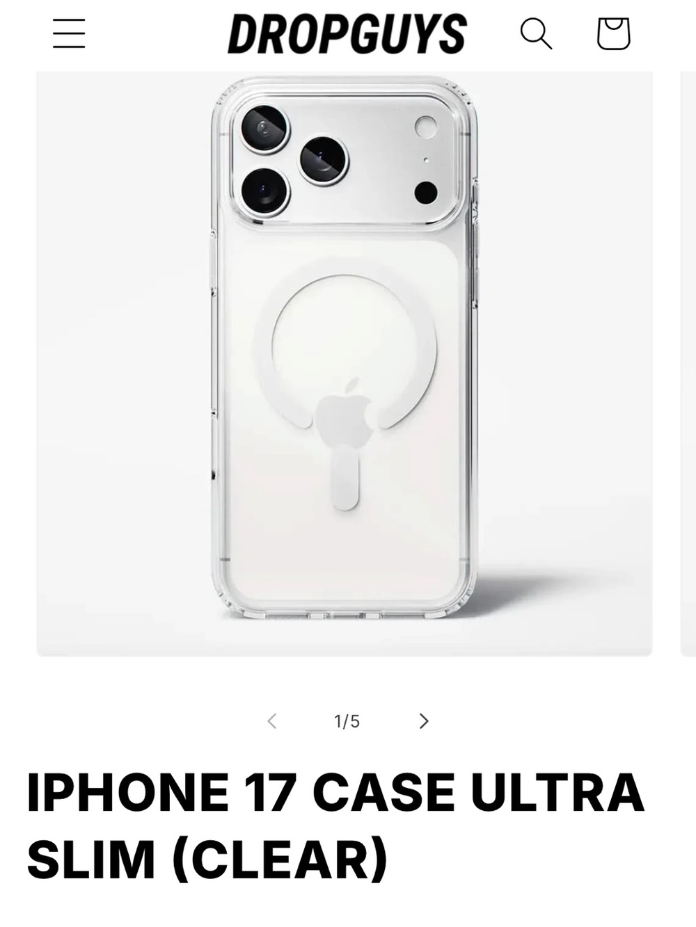 DropGuys Apple iPhone 17 Pro Max Ultra Slim Clear Case  + Glass Screen Protector